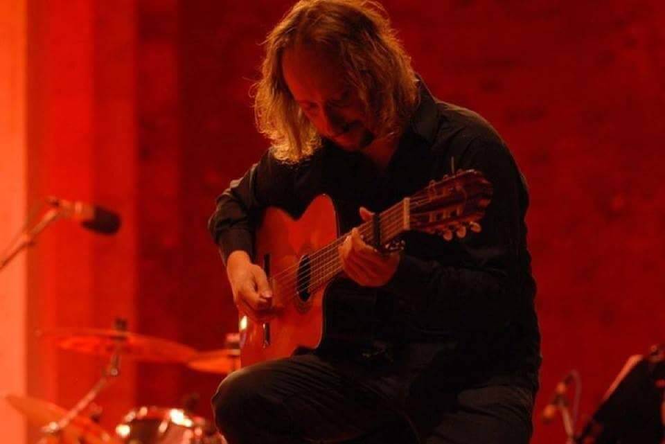Gianluca D'Alessio; Guitarist in studio recording acoustic guitar on Kara Johnstad's Moon in Capricorn Album. Photo by Fabrizio Pigliucci. 